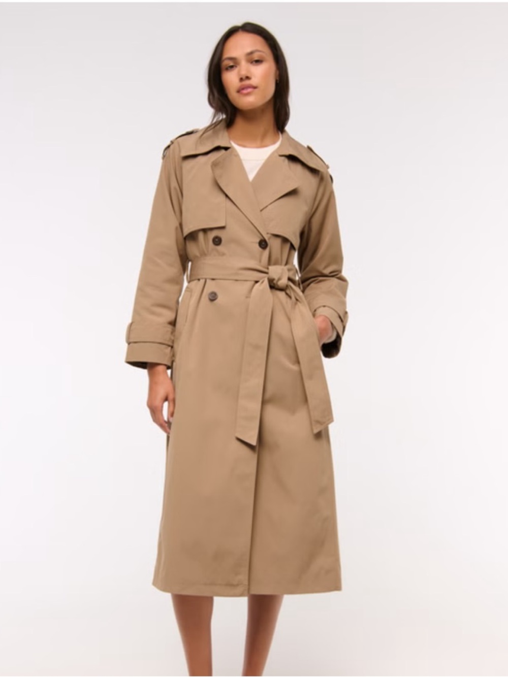 NWOT Abercrombie Trench Coat - Olive Green - Picture 2 of 8